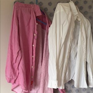 Tommy Bahama Pink and White Casual Button Down Shirts